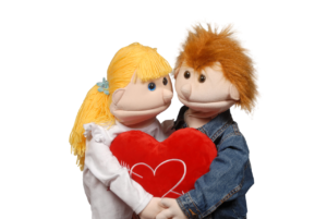 puppets hugging